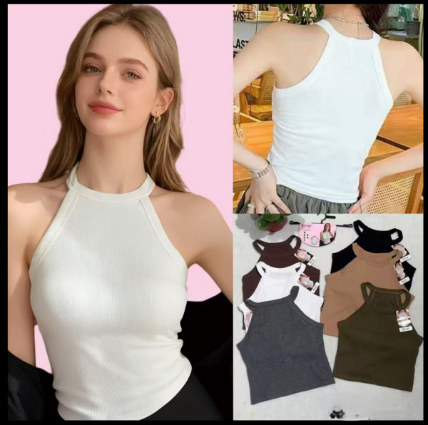 Crop Top Liso Cuello Halter